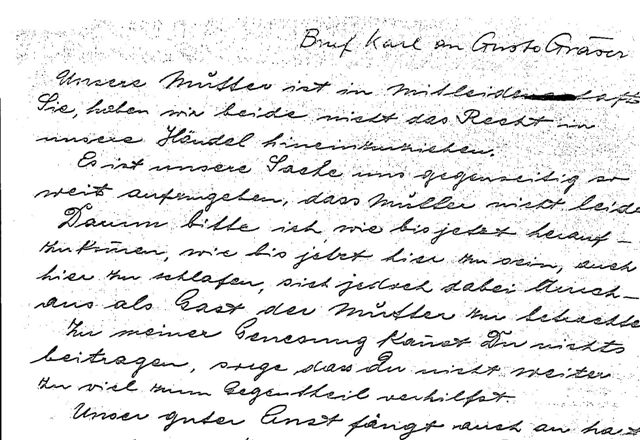 Brief Karl an Gusto Gräser ca. 1907