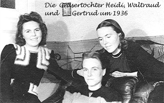 Die Gräsertöchter Heidi, Waltraud und Gertrud um 1936